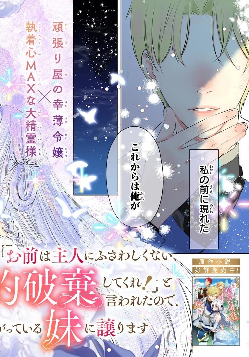 Seirei ni "Omae wa Shujin ni Fusawashikunai, Keiyaku Haki shite kure!' to Iwareta node, Hoshigatteiru Imouto ni Yuzurimasu - Chapter 1 - Page 2
